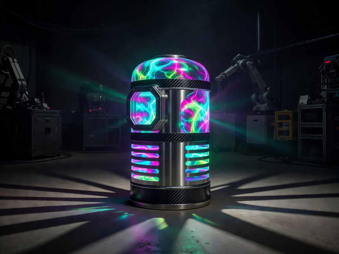Glowing neon energy fuel canister